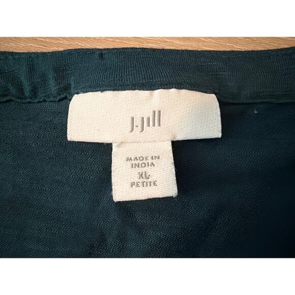 J Jill Smocked Henley Dress Dark Teal Size Petite XL Pockets Casual - Picture 4 of 7